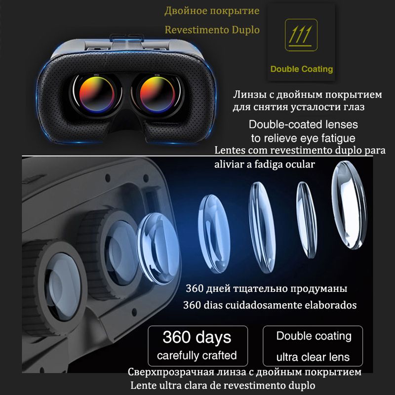 3D VR Headset Virtual Reality Smart Briller Hjelm til Smartphones Mobil Mobiltelefon Linser Beskyttelsesbriller Kikkerter_voghion.com