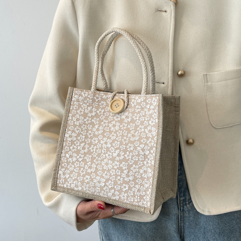 Trendy Handheld Linen For Women 2023 Stylish Office Lunch Ins Small Crossbody Bag_voghion.com