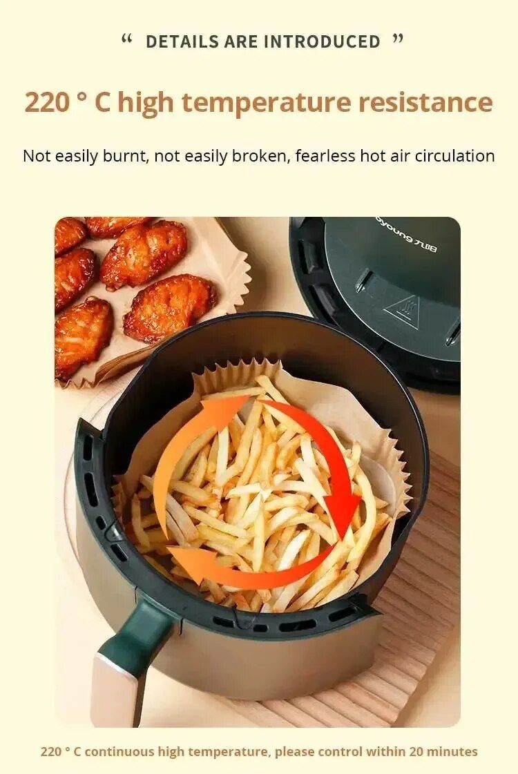 50Pcs Air Fryer Disposable Paper Non-Stick Airfryer Baking Papers Round Air-Fryer Paper Liners Paper Kitchen Accessories_voghion.com