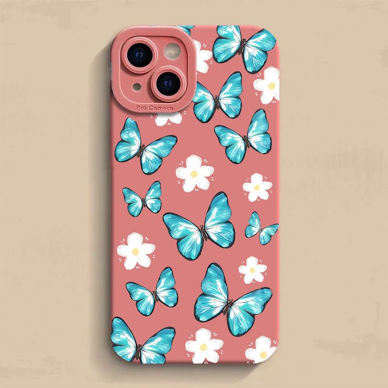 Butterfly Printed Phone Case For iPhone 16 11 12 13 14 15 Pro Max XR XS X 7 8 Plus SE 2020 Shockproof Matte Soft TPU Silicone Cover_voghion.com