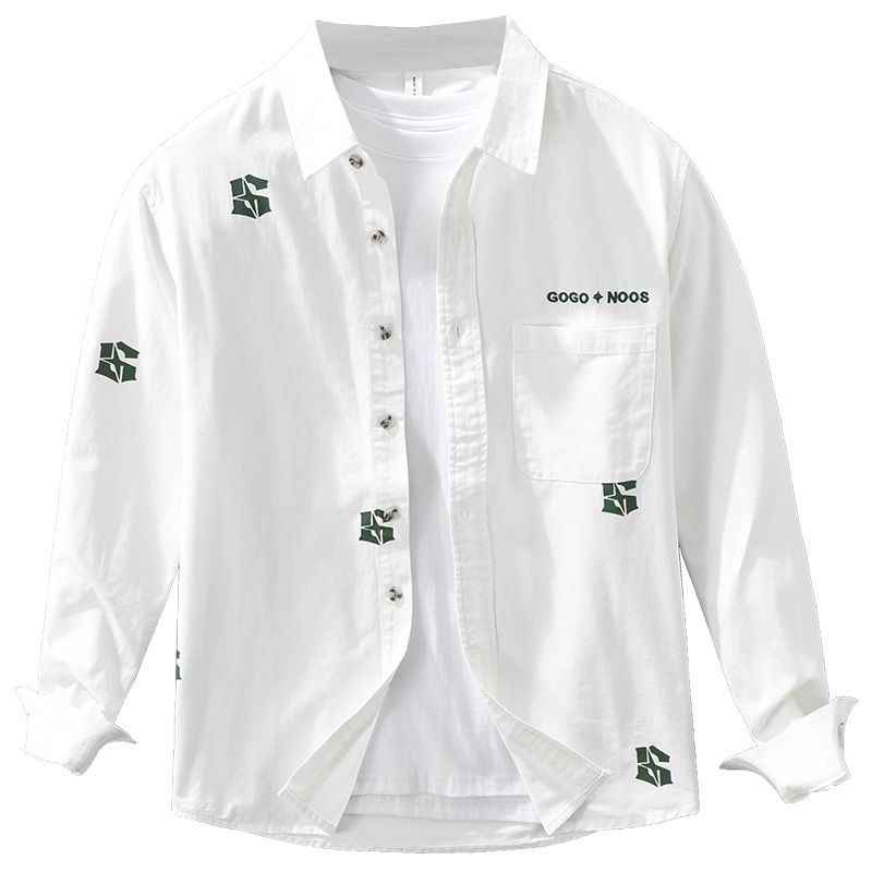 7590 Új Trend Mintás Hosszú Ujjú Férfi Ing, Divat, Sokoldalú, Irodalmi, Hétköznapi, Laza Felső, Egyrészes_voghion.com