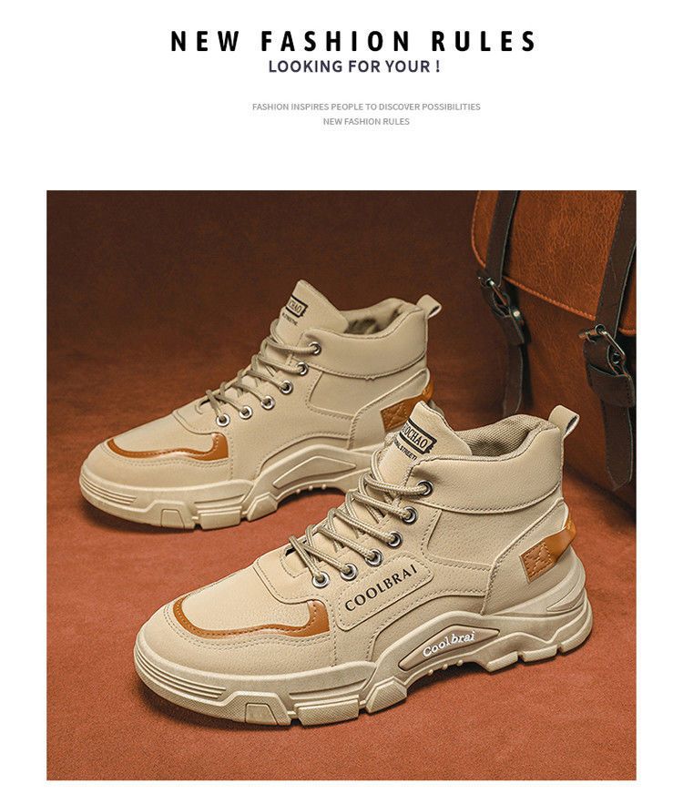 Men's Work Boots Slip-Resistant Comfortable Round Toe Casual Hiking Shoes With Rubber Sole For Outdoor Construction Non Slip Wear Resistant_voghion.com