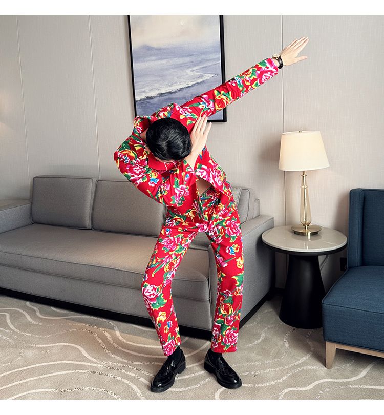 2024 Wiosna Jesień Nowa męska moda i wypoczynek Northeast Big Flower Suit Top Coat_voghion.com