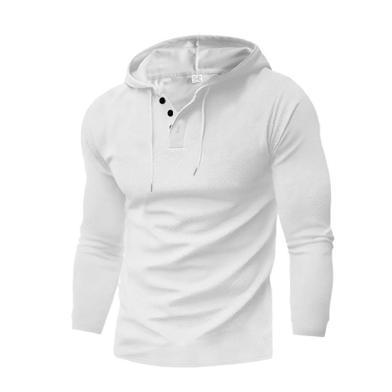 Herren-Set aus Waffelstrick-Hoodie und Jogginghose – Atmungsaktive Loungewear mit langen Ärmeln (lässiges, einfarbiges zweiteiliges Outfit)_voghion.com