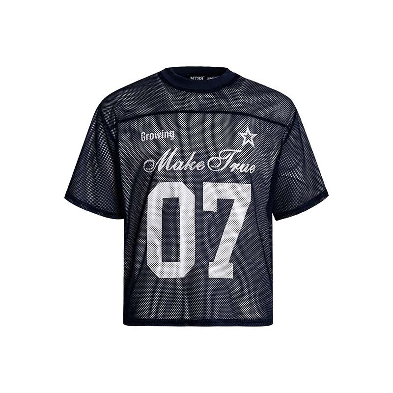 T-shirt ample à manches courtes pour homme, style sportif, imprimé lettres et chiffres, tendance et été_voghion.com