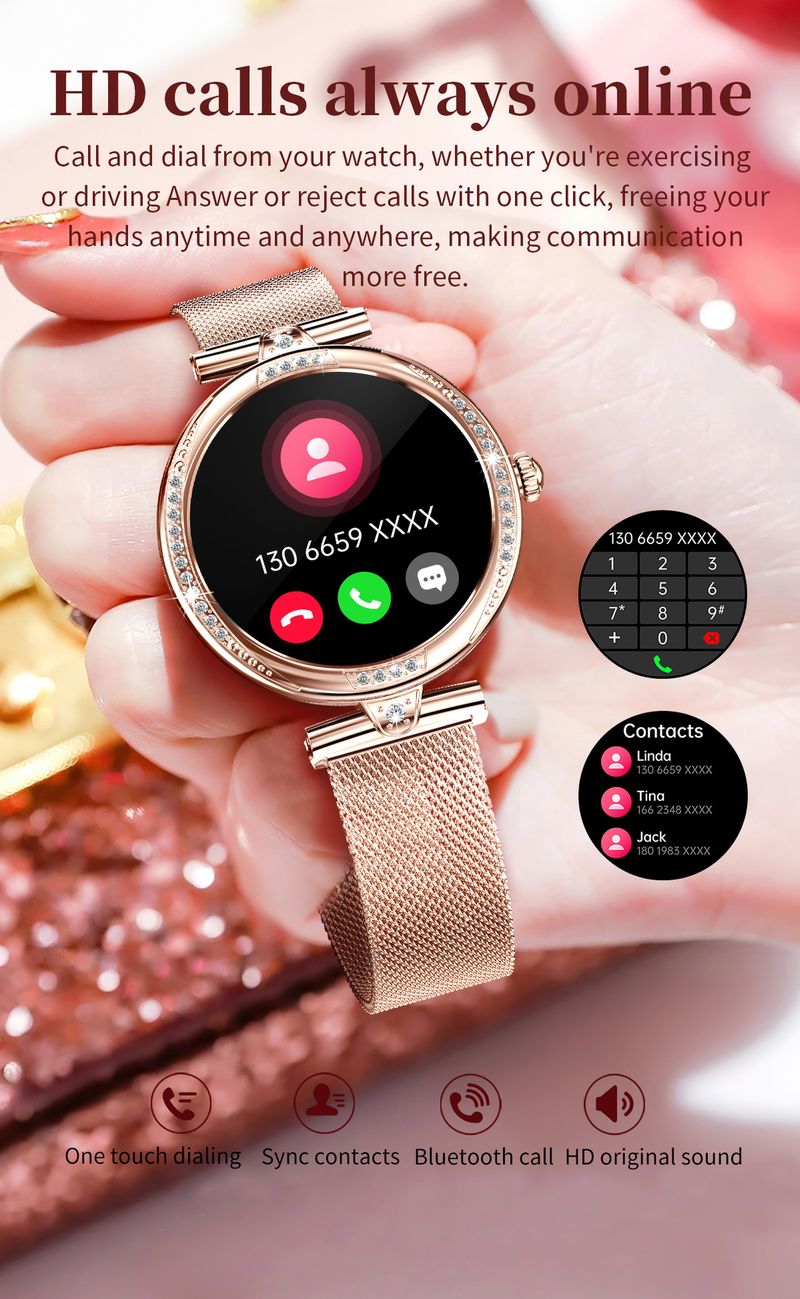 NX17 Pro Smart Watch Damen Bluetooth Anruf Herzfrequenz_voghion.com