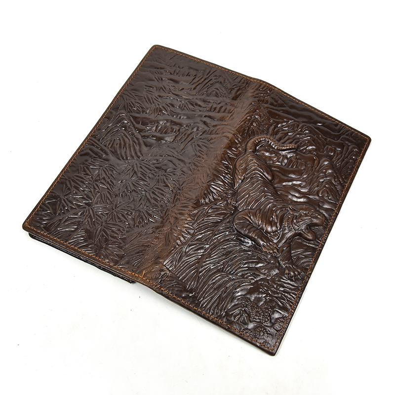Miesten vintage-lohikäärme aitoa nahkalompakko Ruskea lehmännahkainen pitkä bifold Ketjulompakko puhelintaskulla muotipitkä_voghion.com