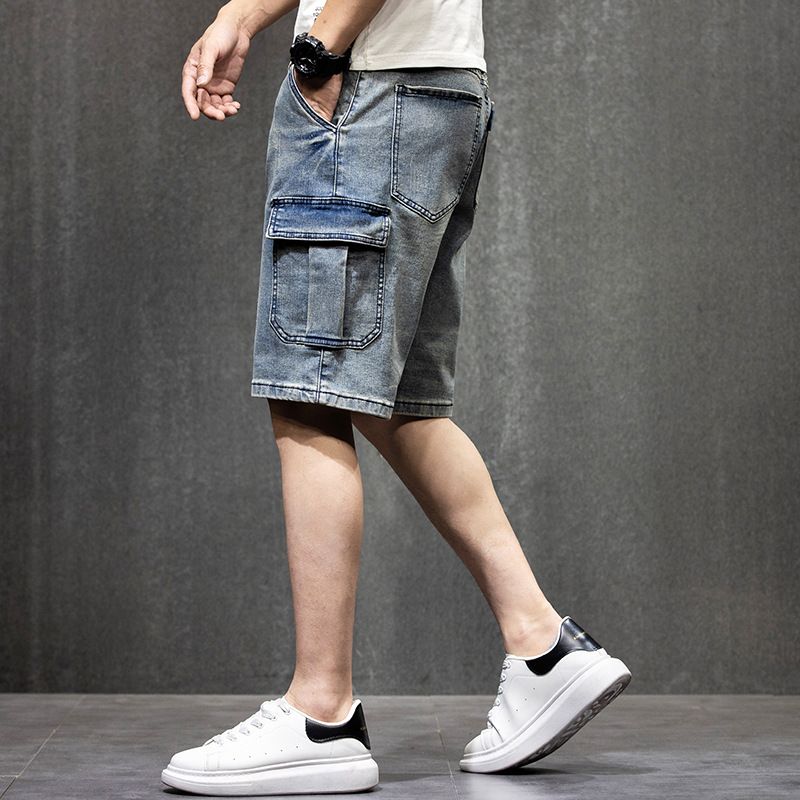 Pánské pětibodové kalhoty American Jeans Ami Kaji Retro Multi-bag Denim s pětibodovým zapínáním, pánské letní tenké overaly_voghion.com