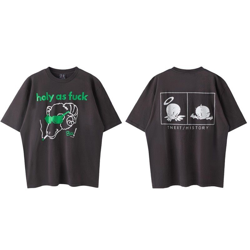 Marchio alla moda in stile americano Saint Michael, maglia a maniche corte unisex per coppie, strato di base estivo FOG High Street Ins_voghion.com