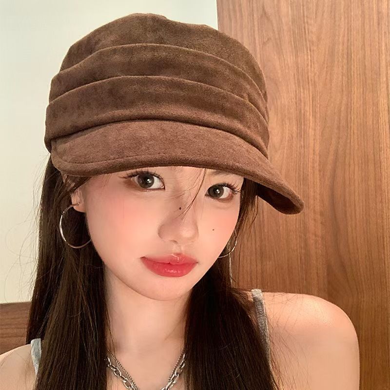 Braun für Frauen 2025 Neuer Stil Gesichtsschlankheits-Vielseitige Baskenmütze Großer Kopfumfang Künstlerhut Trendy_voghion.com
