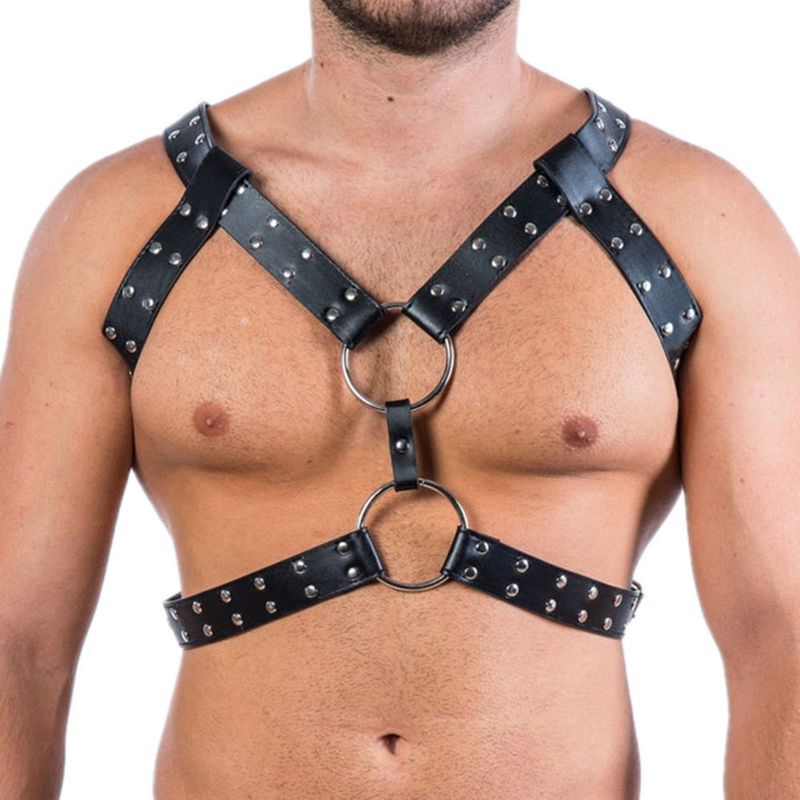 LuvBox SM Sexy Leder-Schulterkleidung Maskuliner Brustgurt Erotische männliche Bondage-Fesselung Performance Flirten_voghion.com