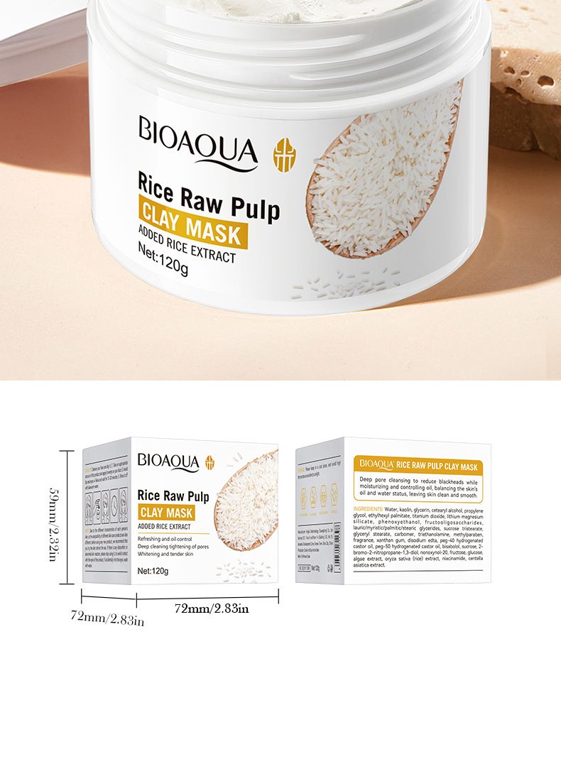BIOAOUA - Fango detergente alla purea di riso 120 g - Maschera da notte alla purea di riso 100 g_voghion.com