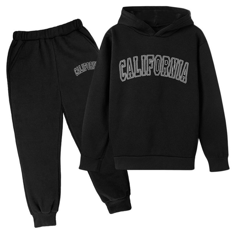 Nuovo set di felpa con cappuccio floreale alla moda per bambini, top e pantaloni_voghion.com