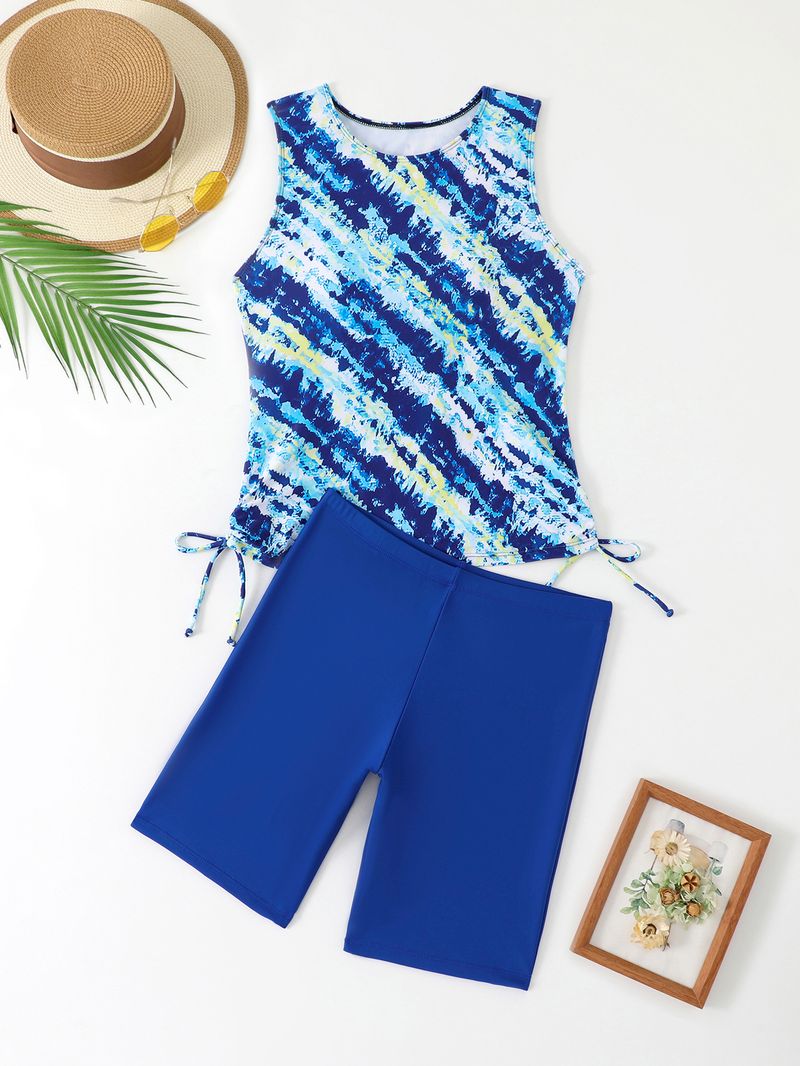 Maillot de bain deux pièces style tankini décontracté, style conservateur, style sport, tie-dye, tendance européenne et américaine 2025_voghion.com
