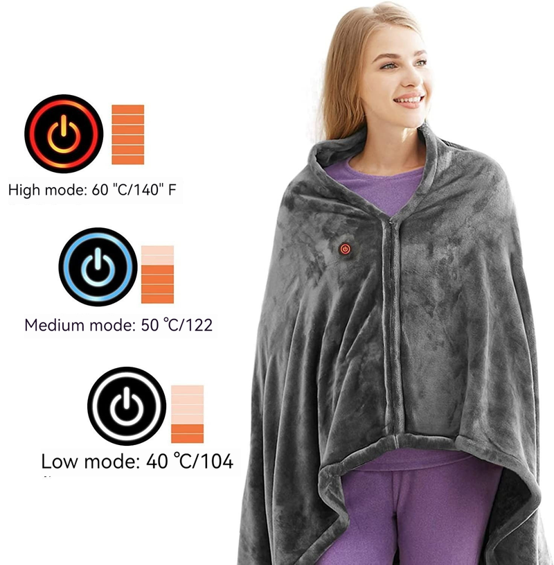Multifunctional Intelligent Heating Blanket Coral Plush Thermal Electric Shawl USB Charging Cold Resistant Heating_voghion.com