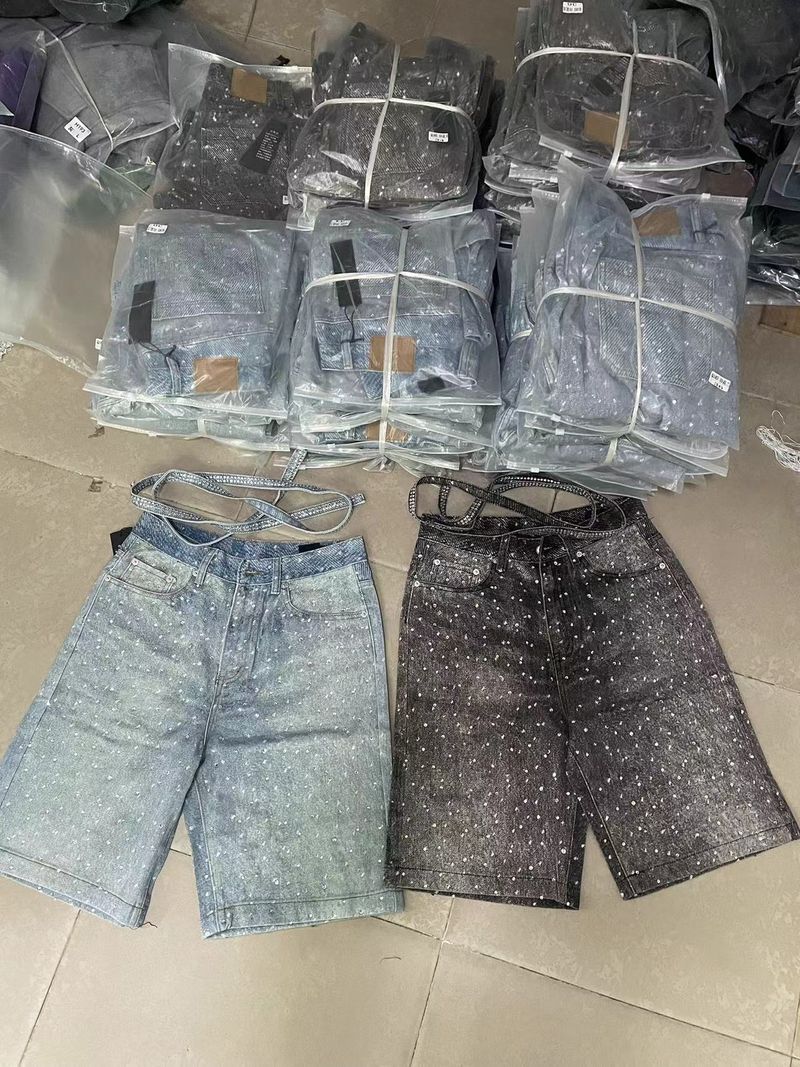 Pánské oblečení High Street Zahraniční obchod Nejprodávanější Ins Style Seprané diamantové pásky Džínové kraťasy Džíny_voghion.com