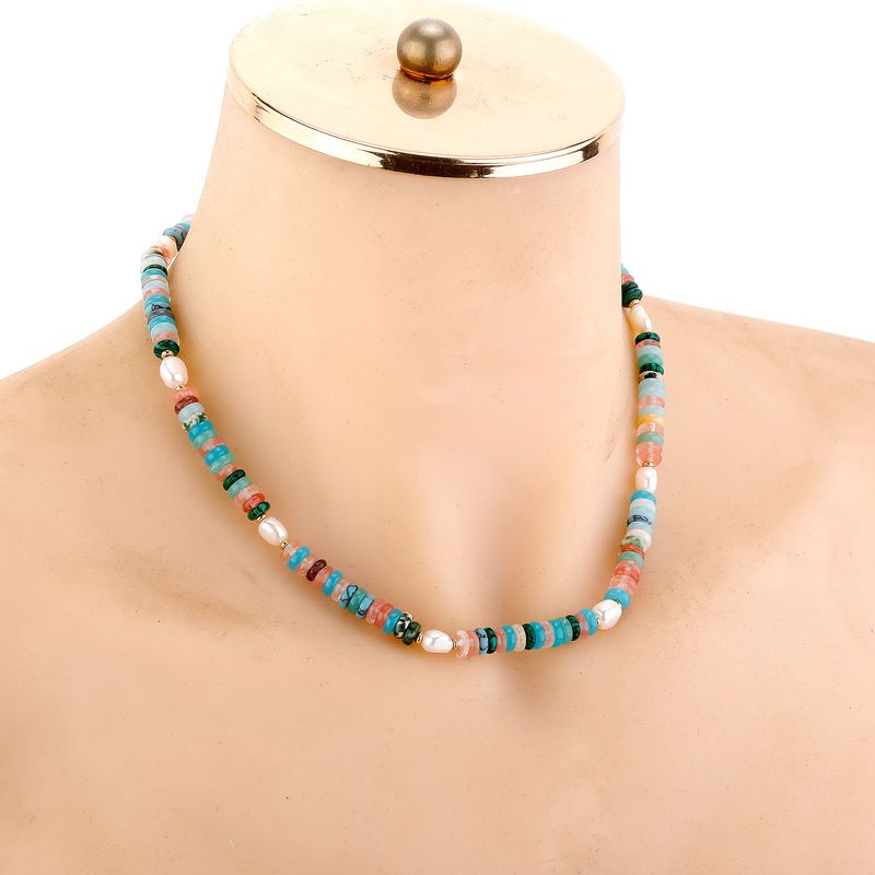 Colliers en pierre naturelle pour femmes, collier de perles léger et luxueux, plaqué or véritable, perle de niche, bracelet simple haut de gamme_voghion.com