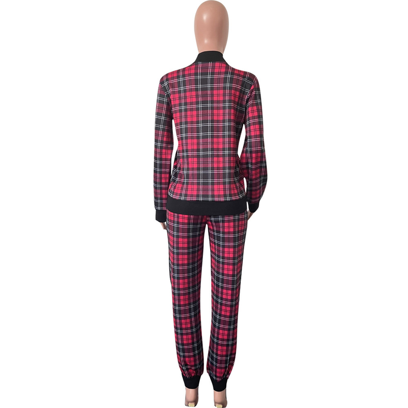 Traje casual de moda para mujer, abrigo con botones y pantalones con estampado de mil pájaros, conjunto de dos piezas_voghion.com