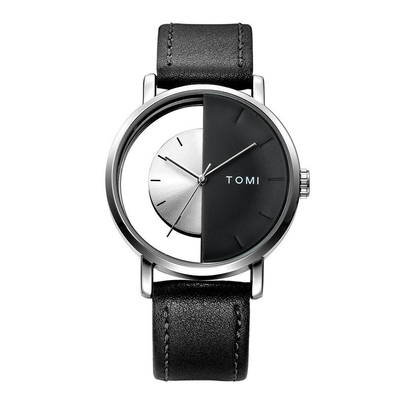 Orologio al quarzo unisex casual neutro con cinturino trasparente a metà lato e design cavo TOMI_voghion.com