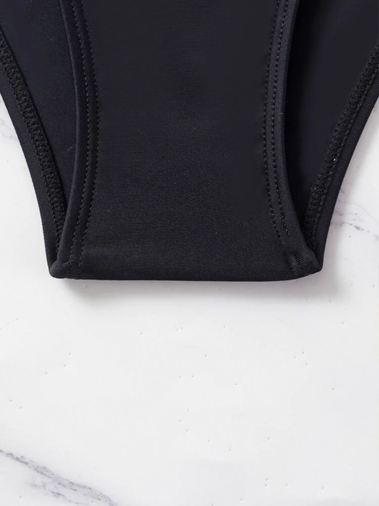 Modieuze driedelige bikini met hoge taille en trekkoord voor dames_voghion.com
