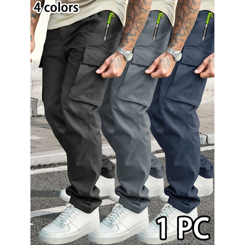 Locker geschnittene Freizeit-Arbeitshose für Herren – Atmungsaktive, legere Hose aus Polyester (Schwarz/Tibetischblau/Armeegrün/Dunkelgrau, S-XXXL, maschinenwaschbar)_voghion.com