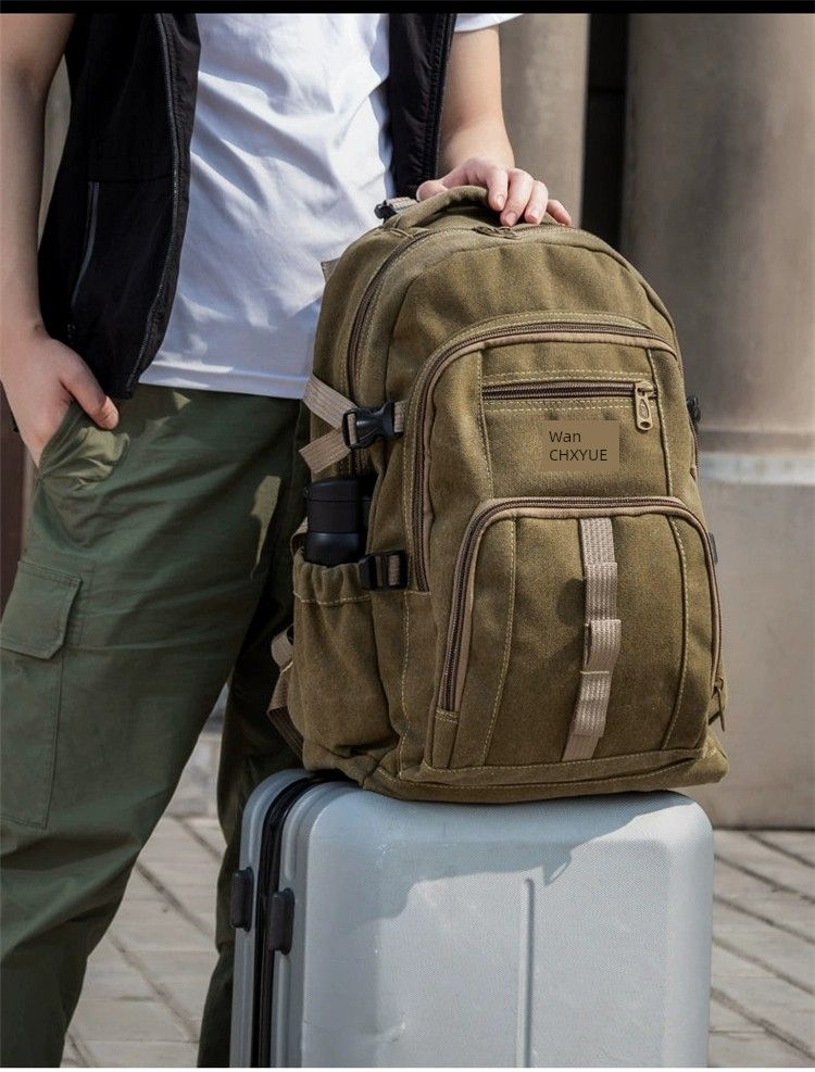 Men Thickened Canvas Retro Outdoor Backpack_voghion.com