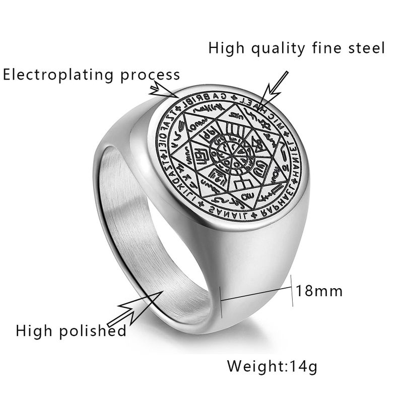 YILUOCD Seal Seven Archangels Rings for Men The Ke of Solomon Ring Kabbalah Talisman Amulett rustfritt stål hanne_voghion.com