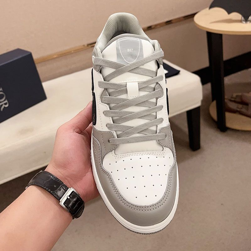 2024 Nuove scarpe sportive per il tempo libero D Family Couple B57 con suola spessa in vera pelle con lacci e blocchi di colore, per uomo e donna_voghion.com