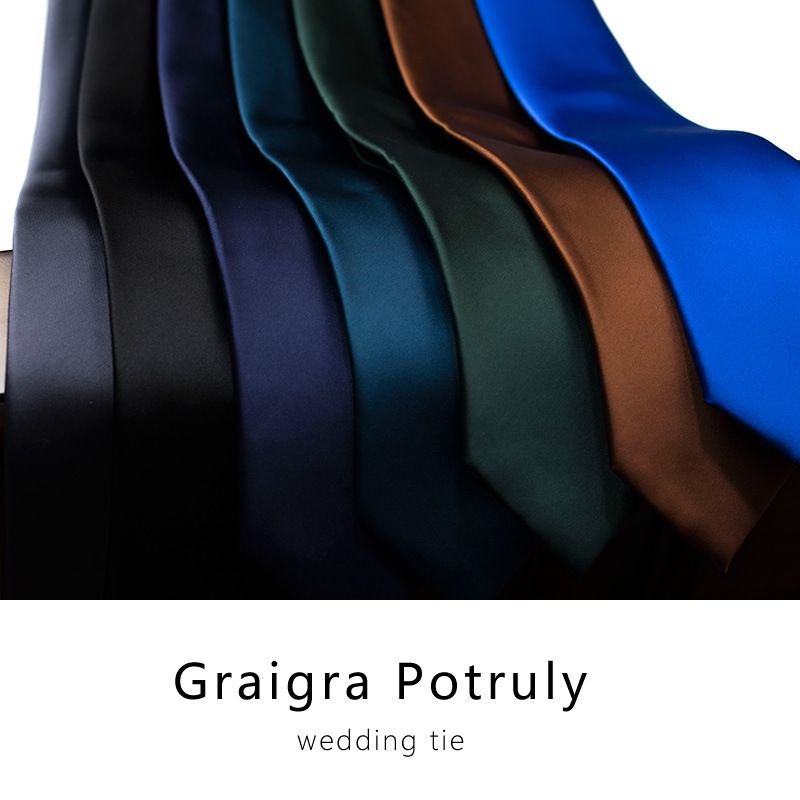 Cravatta tinta unita da uomo, formale, da lavoro, da 8 cm, da matrimonio, da sposo, nera, grigia, marrone, blu navy, versatile e alla moda._voghion.com