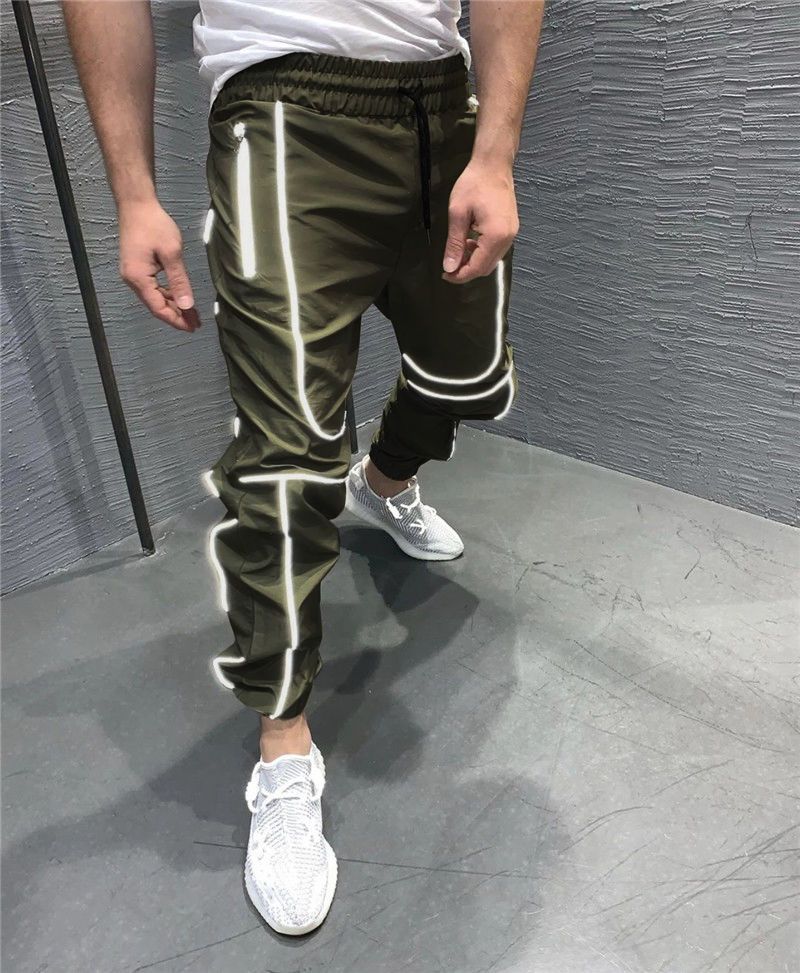 Luminous| Men's Reflective Joggers - Muscle Fit Gym Pants With Light Stripe | Quick-Dry Breathable Running Trousers | Basketball Training Sweatpants_voghion.com