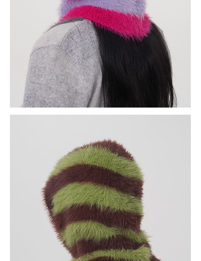 Unisex autumn and winter new men's and women's personalized niche stitching  mink fur balakla pullover knitted hat_voghion.com