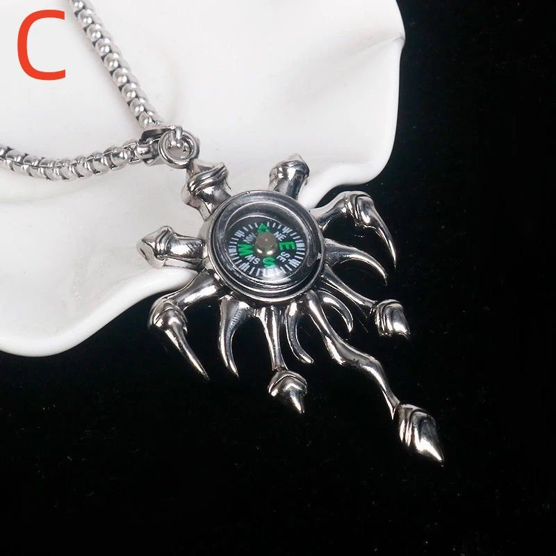 Men's and women's fashion jewelry retro punk rock party Creative compass Necklace pendant_voghion.com