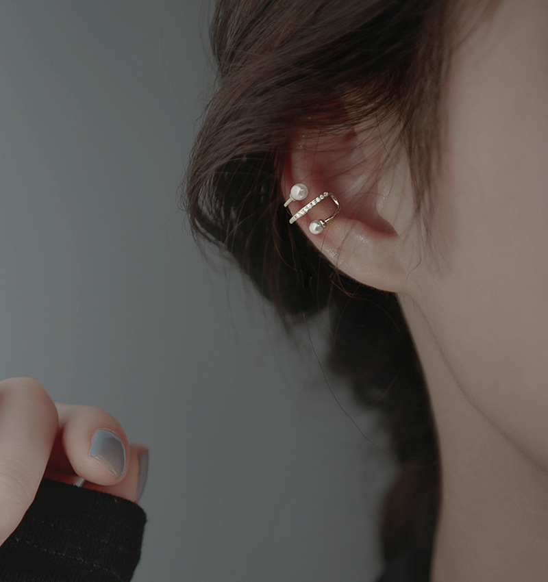 Sterling Sier VENUS Fashion Pearl Double Line Ear Bone Clip Orecchini da donna Nessun foro Orecchio Clip Gioielli Anelli Si_voghion.com