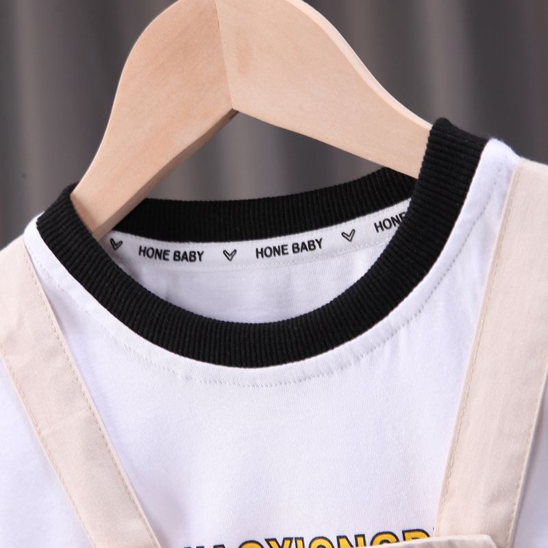 Conjunto de dos piezas de pantalones con banda trasera coreana para bebé de un año de edad, de manga corta y cara sonriente, para verano de 2024_voghion.com