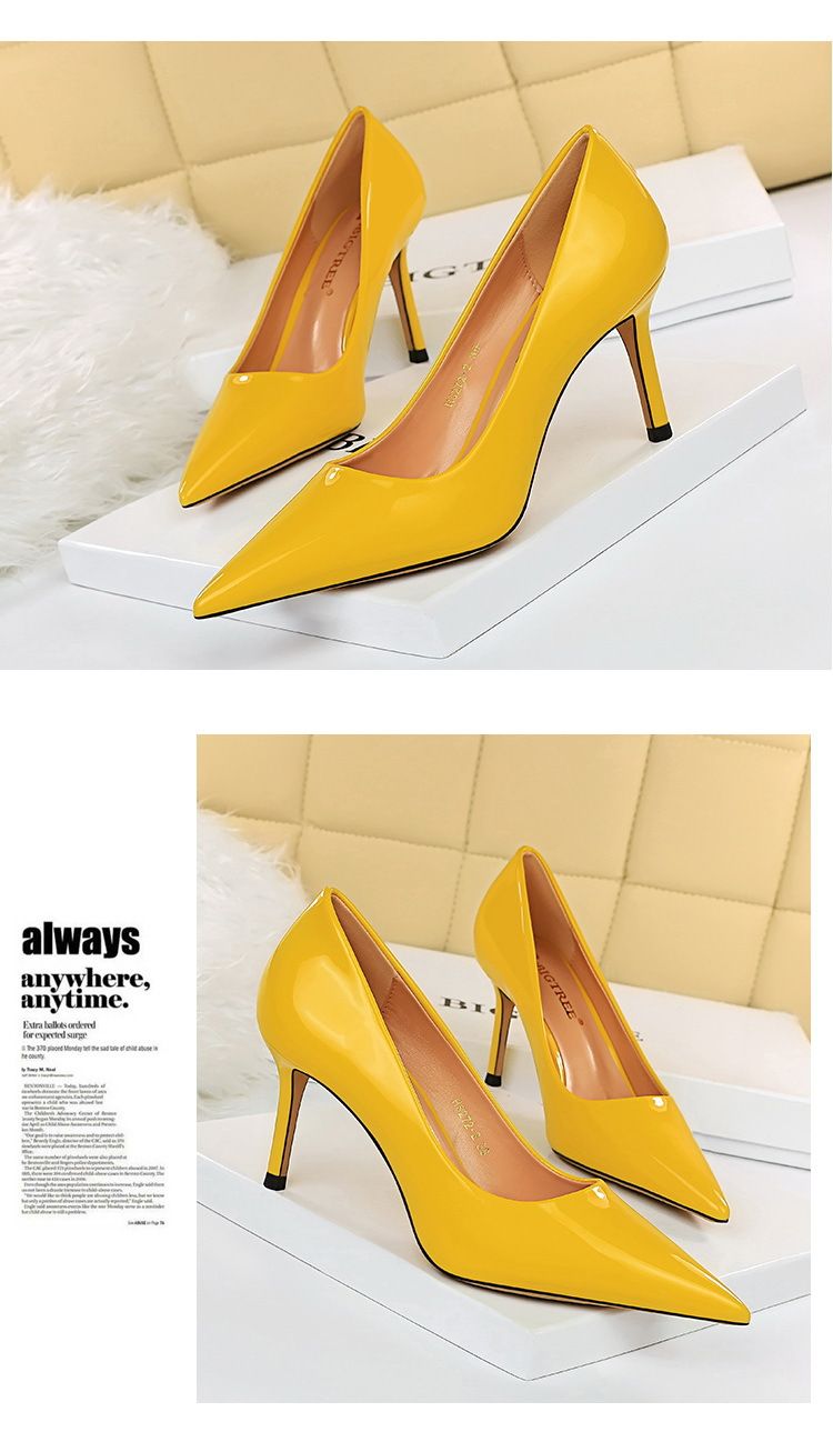 BIGTREE Shoes Glossy Patent Leather Women's Pumps Professional OL High Heels Stiletto Ladies Shoes Plus Size 43 All-match Heels_voghion.com