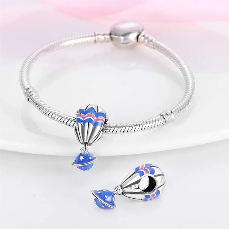 Hot Selling 925 Sterling Silver Travel Style Blue Car Charms Beads Pendant FIT Bracelet Necklace Diy For Women Jewelry_voghion.com