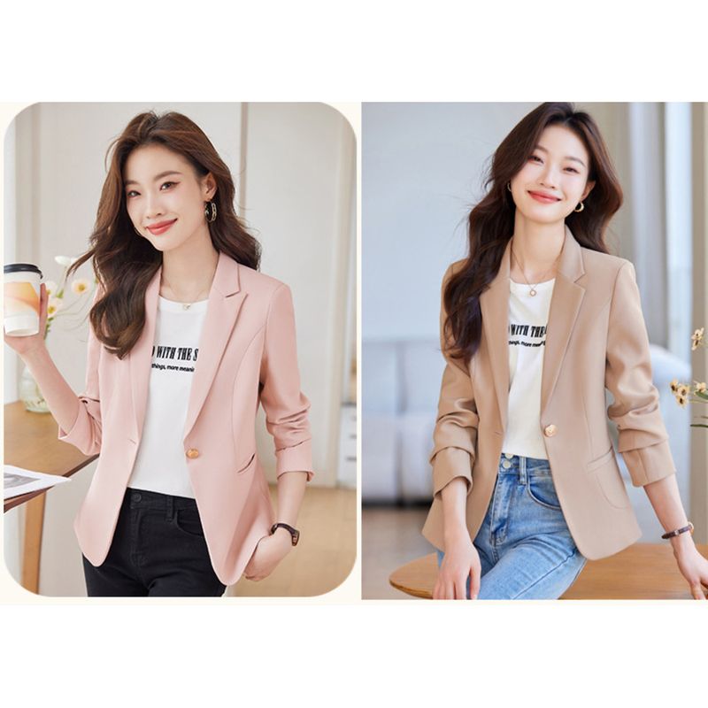 Blazer da donna di alta qualità, slim fit, con cintura in vita, modello piccolo, marrone, per la primavera e l'autunno 2025_voghion.com