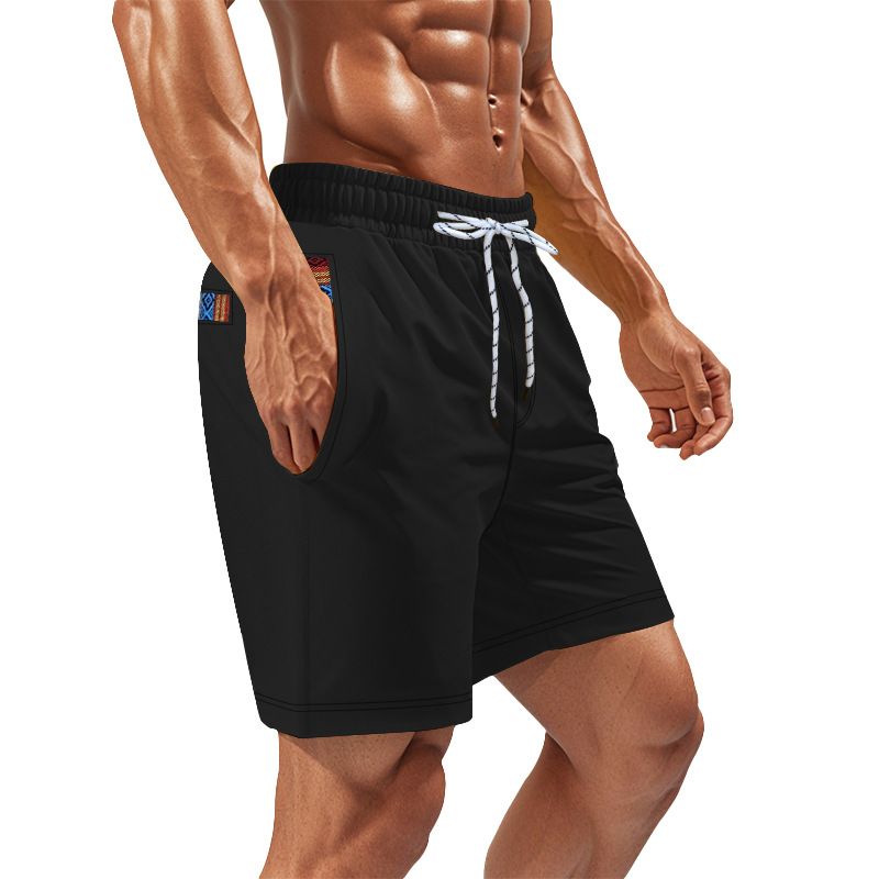 American Style GYM Men's Fitness Exercise, Quick Drying, Elastic, Leisure, Beach Jogging Training, 5-point Shorts_voghion.com