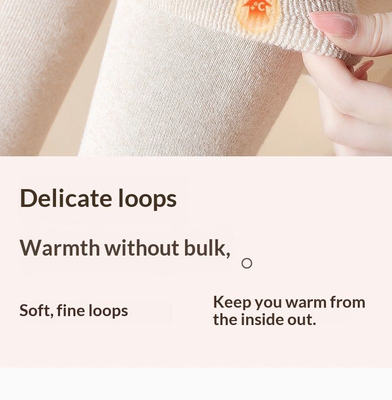 Voyage Knee Pads Women Autumn Winter Over-the-Knee Leg Warmers Terry Fleece Thickened Warm Non-Slip Black Women's Long Socks_voghion.com