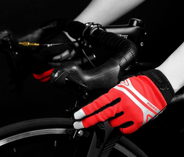 Gants de cyclisme INBIKE, doigts longs, respirants, compatibles avec les écrans tactiles, antidérapants, coussinet de paume épais pour le cyclisme printemps et automne pour hommes_voghion.com
