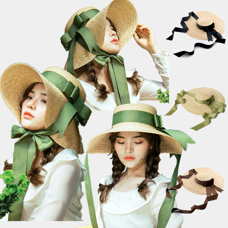 Vendita calda Vendita calda 15/18cm Cappelli da spiaggia a tesa larga per le donne Elegante romantico Grande cappello da sole con protezione UV con cravatta al collo Oversized Flat Top_voghion.com