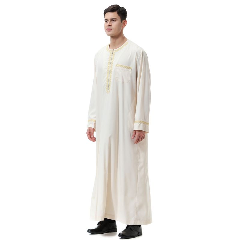 Herenkleding Herengewaad met ronde hals en print, moslim kaftan_voghion.com