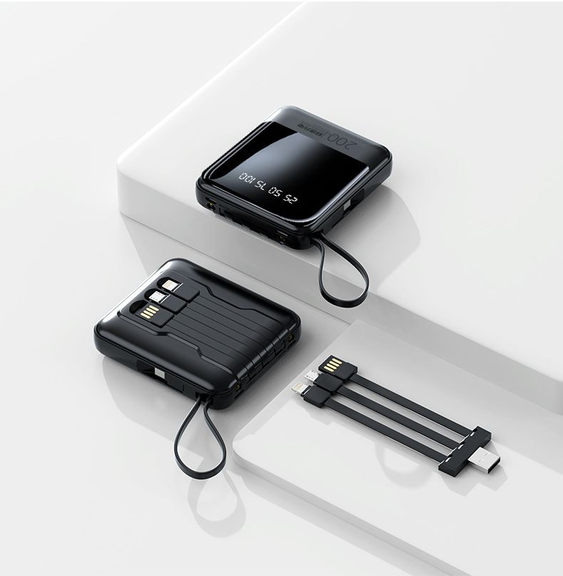 20000 mAh, 22,5 W, superschnelle Lade-Powerbank mit integriertem Kabel, kompakter tragbarer externer Akku für iPhone- und Android-Geräte_voghion.com