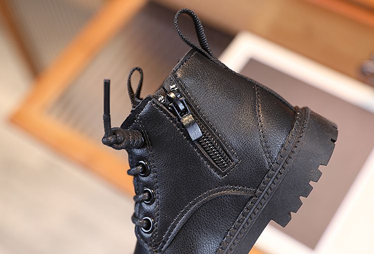 Scarpe per bambini, stivali in cotone tinta unita con cerniera laterale, caldi in pile per bambini_voghion.com