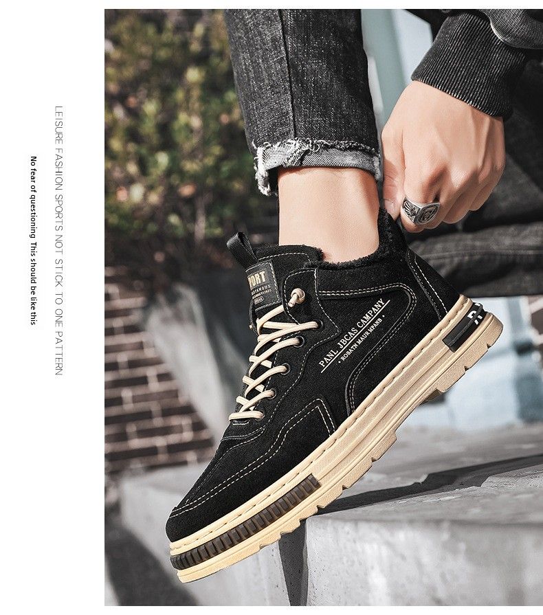 Scarpe antinfortunistiche alla moda, da uomo, invernali, in caldo cotone, casual, impermeabili, antiscivolo, nere, slip-on, foderate in pile_voghion.com