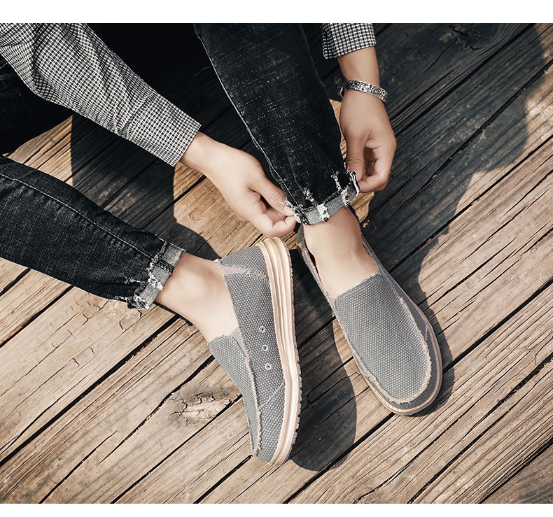 Big size super light casual cloth shoes men's new breathable slip-on lazy loafers_voghion.com