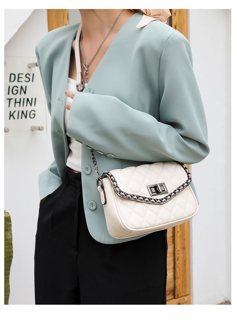 Neue aus echtem Leder, modisch vielseitig, Damentasche mit Diamantgitterkette, einfache und Nischenstruktur,_voghion.com