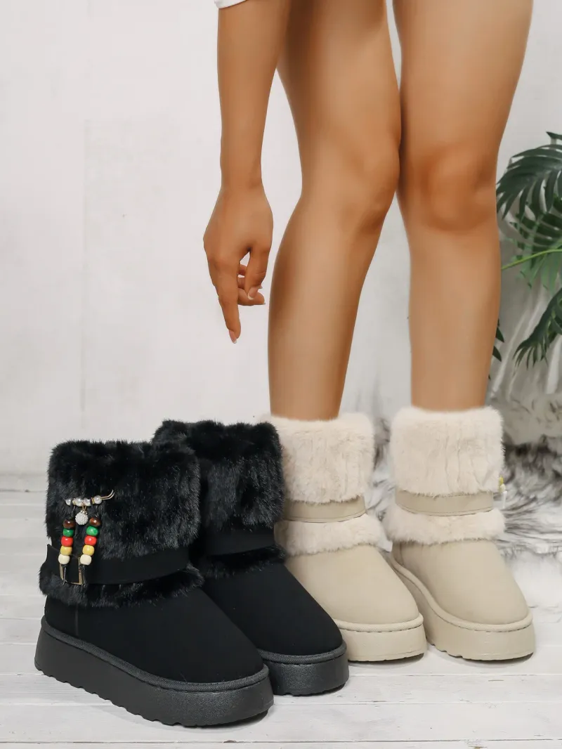 Bottes de neige en coton pour femme, avec semelle intermédiaire en peluche, livraison gratuite, pour une allure plus mince et plus grande, tout en vous gardant au chaud_voghion.com