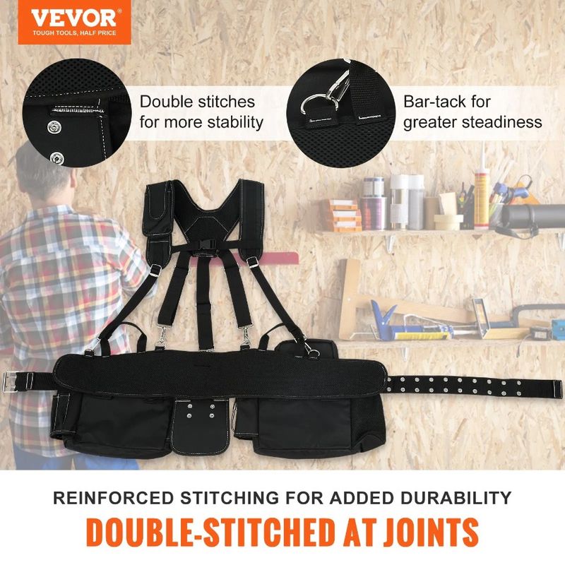 Suspenders Tool Size Adjustable Polyester Tool Waist With Belt 29 Men 29-54 600D Carpenter Pockets Belts For Duty Heavy Inches_voghion.com