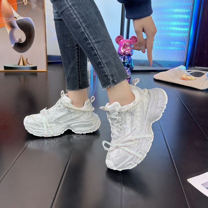 Sneakers da donna alla moda con strass di cristallo, tomaia in mesh traspirante, scarpe leggere con plateau per l'estate, scarpe casual da passeggio_voghion.com